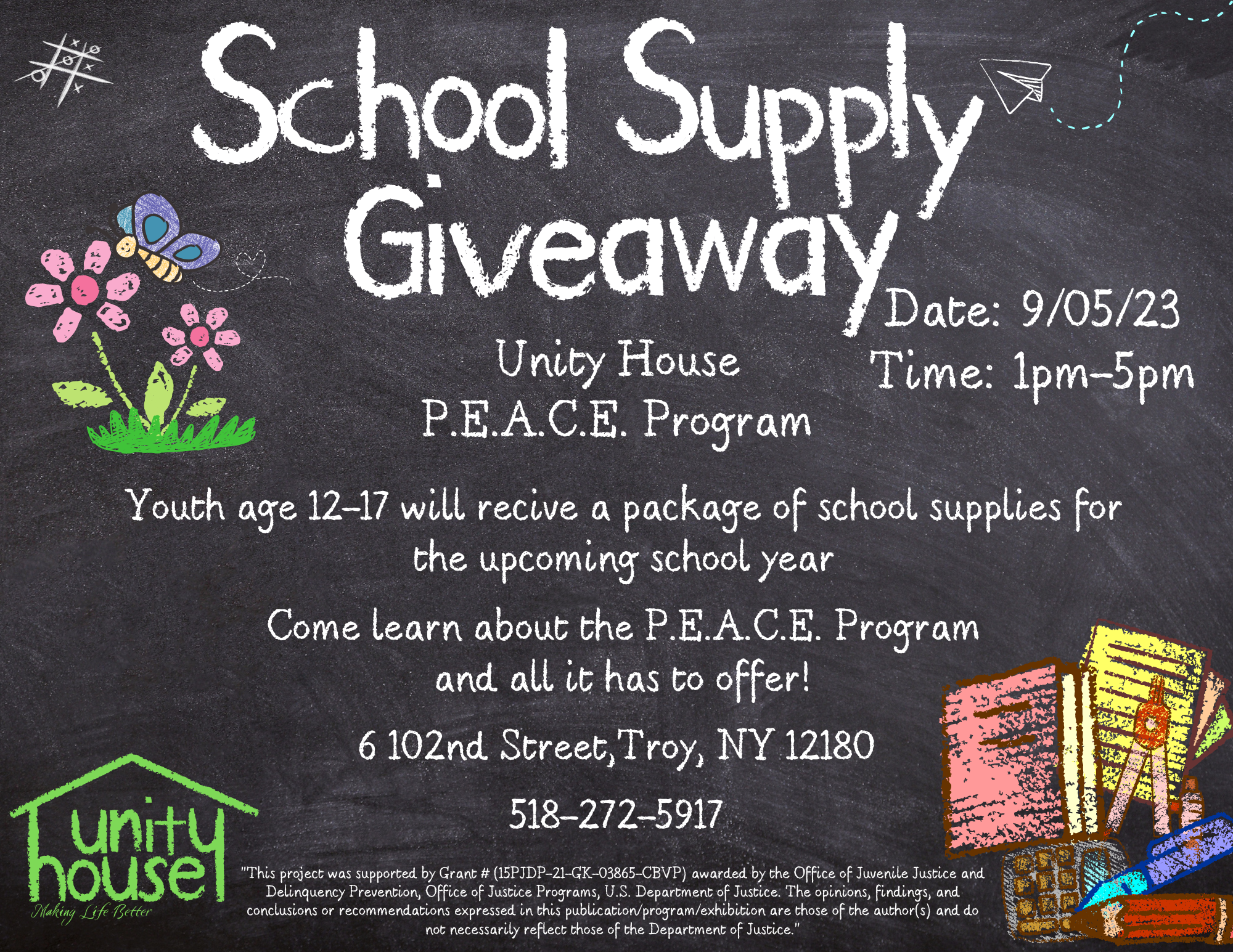 School Supply Giveaway with the Unity House P.E.A.C.E Program